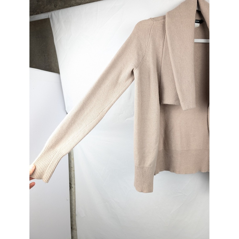 J Crew Cashmere Wool Open Front Cardigan Size XS Tan Minimalist Luxury Staple - Picture 3 of 10